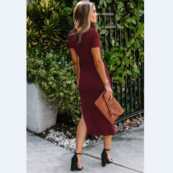 Ribbed Tie Front Dress - Picture 10 of 12